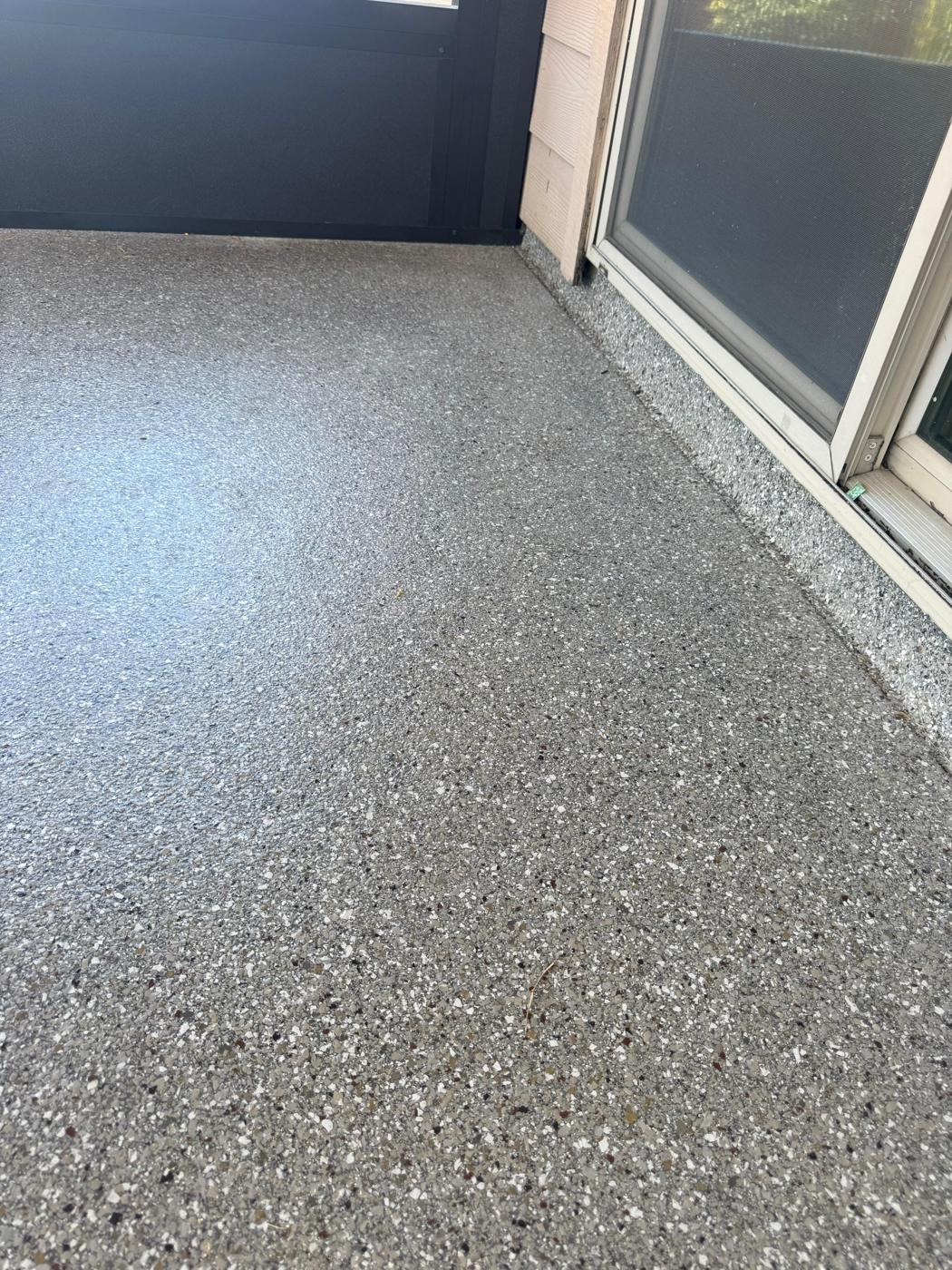 Close-up of full-flake polyaspartic coating texture