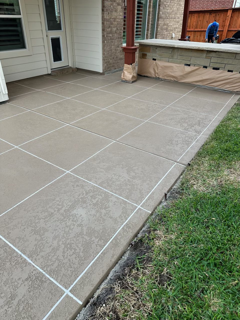 Coated walkway with tile pattern